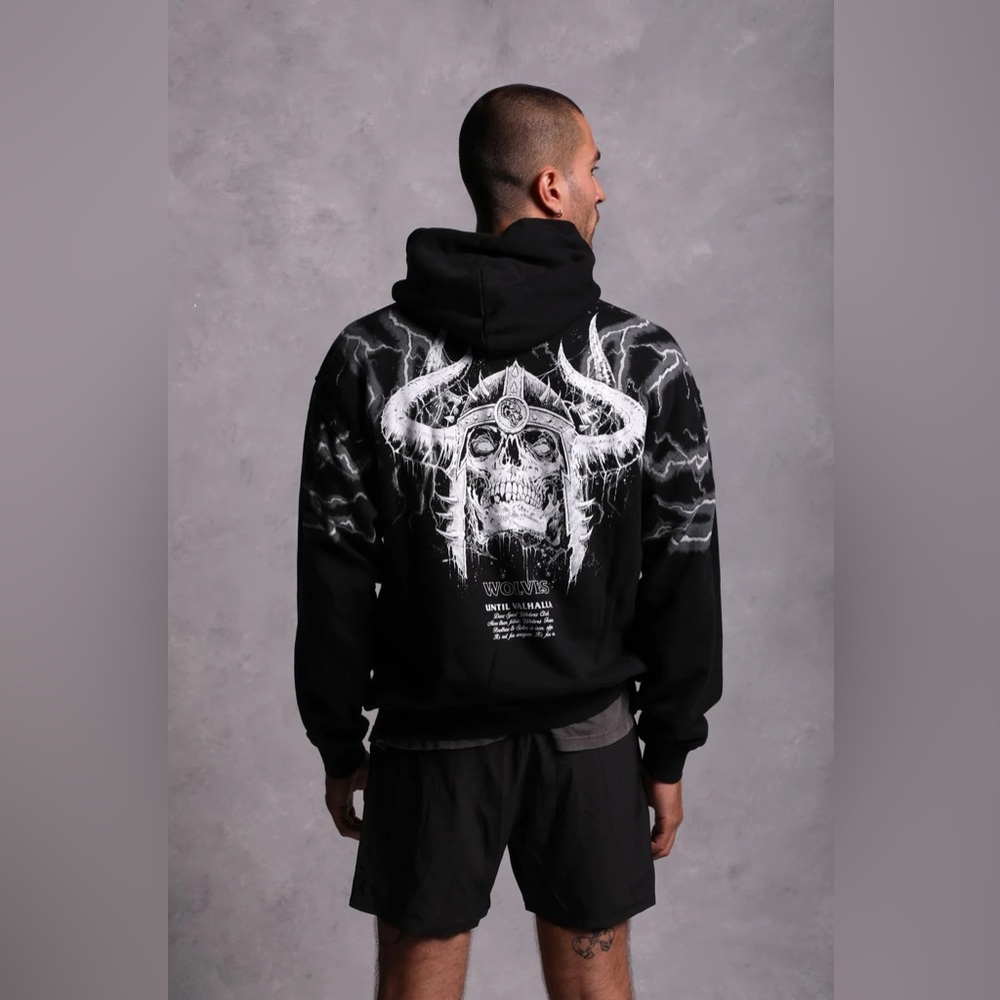 ABOVE US "PIERCE" HOODIE IN BLACK/WHITE LIGHTNING